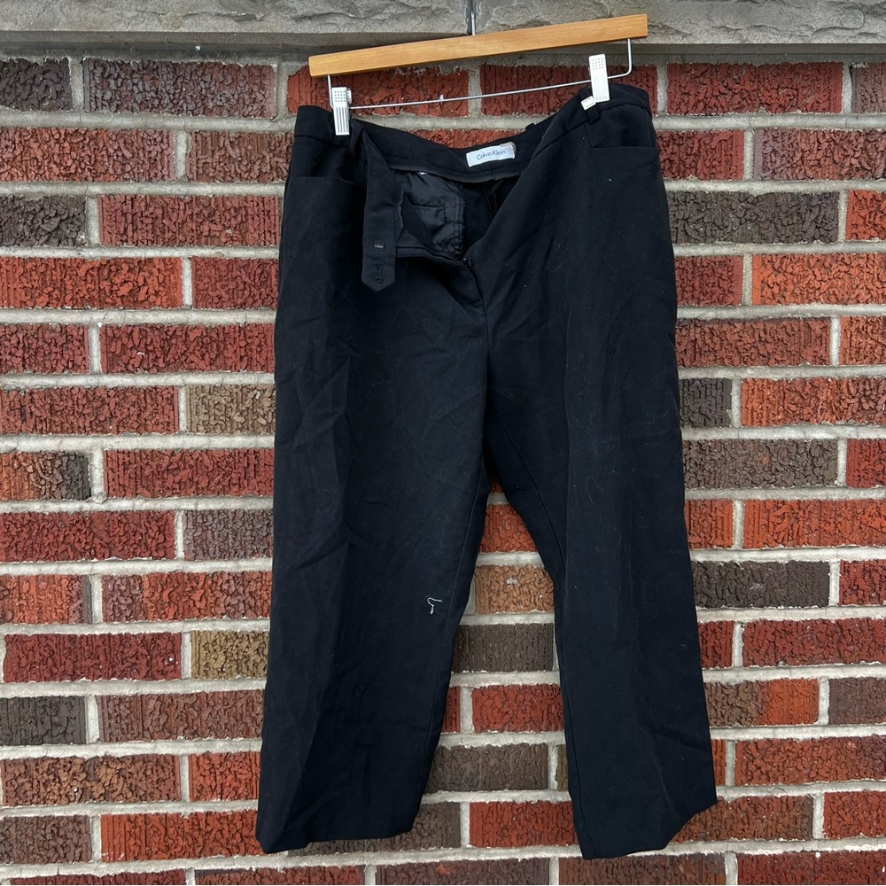 Calvin Klein Black Mid Rise Straight Fit Cropped Dress Pants Trousers